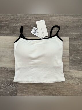 NWT Air Space White Padded Ribbed Tank with Black Trim S